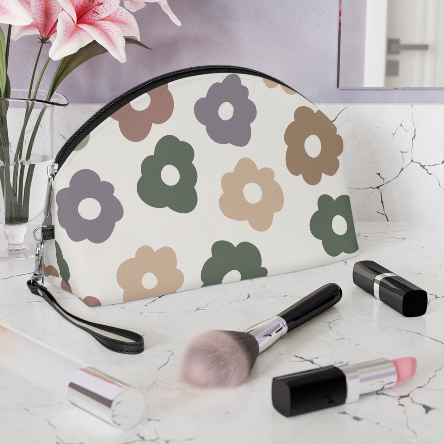 TTP Exlcusive: Chic Floral Makeup Bag, Cosmetic Pouch for Travel, Gift for Her, Makeup Organizer, Stylish Toiletry Bag