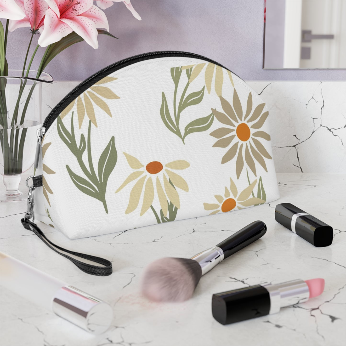 TTP Exclusive: Floral Makeup Bag, Cosmetic Pouch, Travel Essentials, Gift for Her, Summer Accessories, Cute Organizer, Beauty Bag