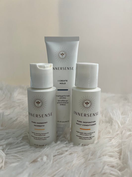 Innersense Hair Care Mini Trio – Shampoo, Conditioner & Styling Gel (Travel Size Set)