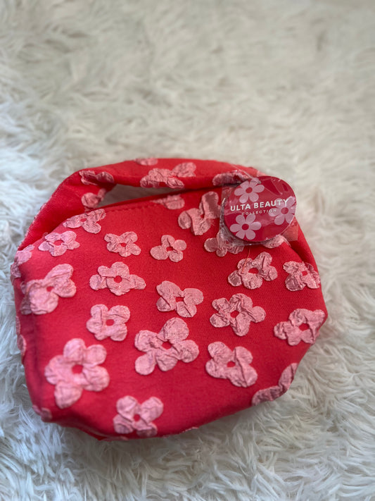 Textured Coral Makeup Bag with Floral Print & Handles – Ulta Beauty Collection