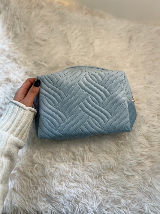 Soft Blue Textured Makeup Bag – Wavy Abstract Design (Ulta Beauty Collection)